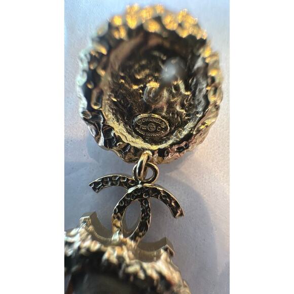 Chanel Modern Pearl and Rhinestone Pendant Statement Pierced Earrings CGHW - Picture 5 of 8